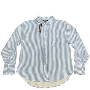 Steve Madden Women's Juna Cotton Striped Collar Shirt Size Medium NWT
